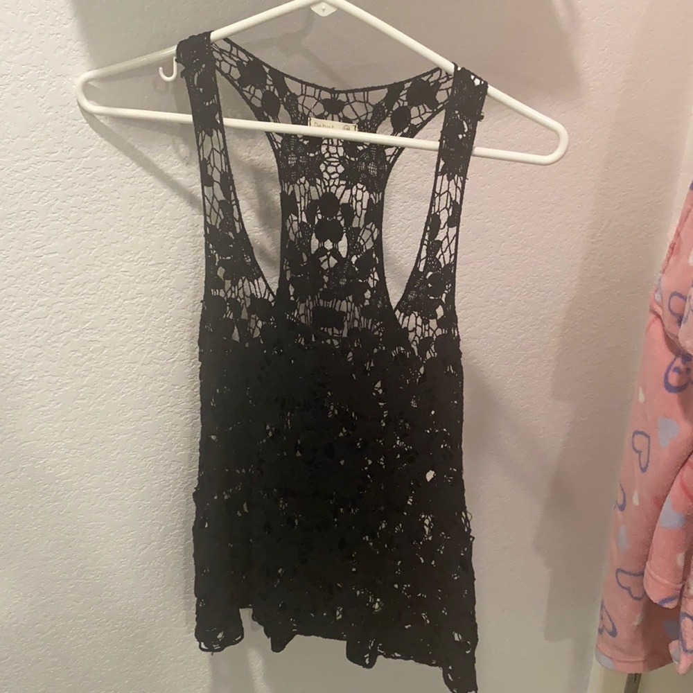 Black lace tank top.